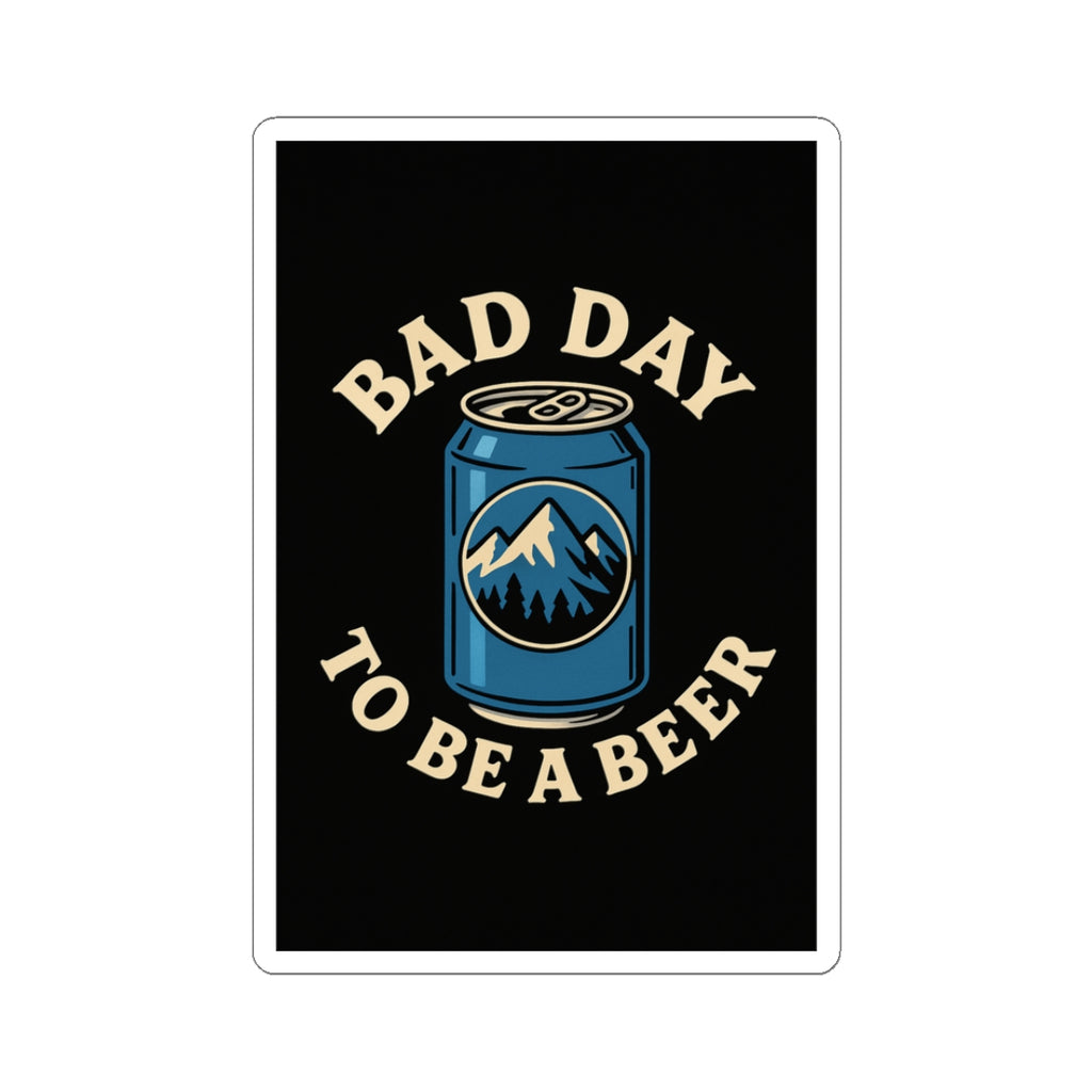 Bad Day to Be a Beer Sticker — Retro Mountain Can Kiss-Cut Sticker