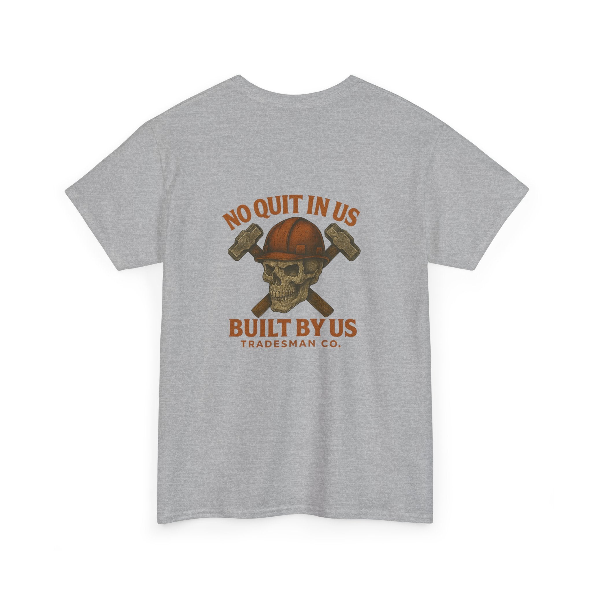 No Quit In Us T-Shirt – Skull Hard Hat Tradesman Tee, Built By Us Workwear, Motivational Gift for Blue Collar Workers