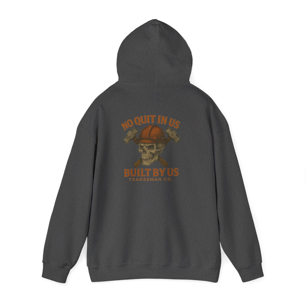 Tradesman Skull Hoodie — "Built By Us" Construction Worker Hooded Sweatshirt