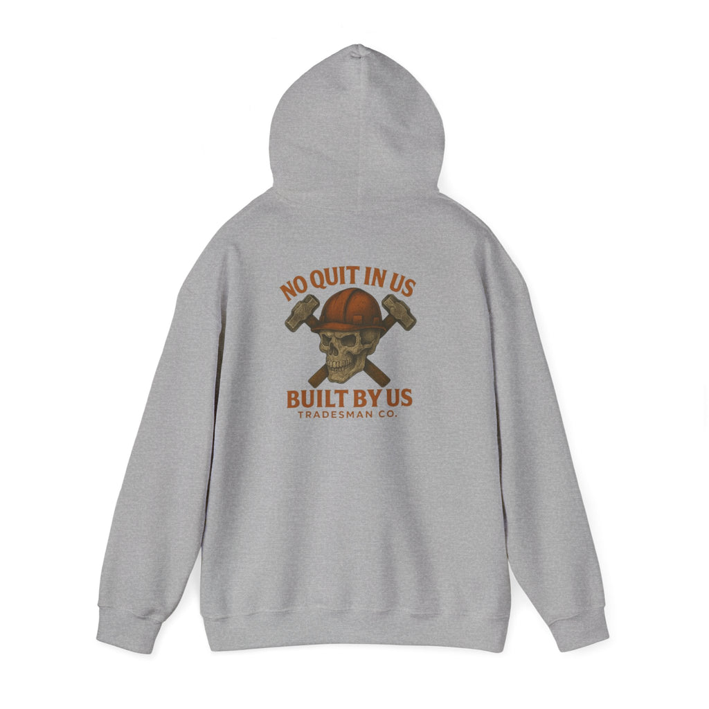 Tradesman Skull Hoodie — "Built By Us" Construction Worker Hooded Sweatshirt