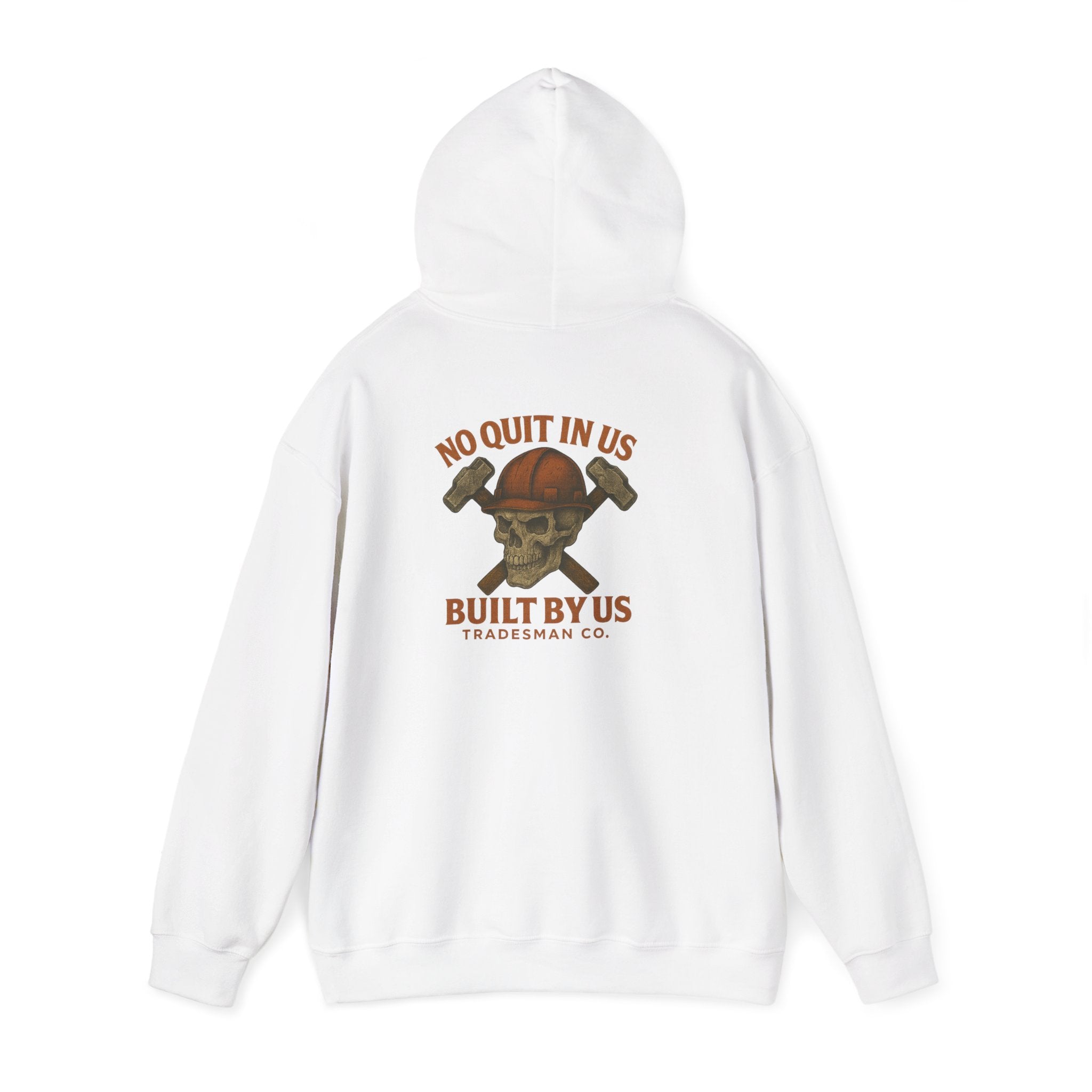 No Quit in Us Skull Hoodie – Built By Us | Tradesman Co. Heavy Blend Hoodie for Hardworking Crews