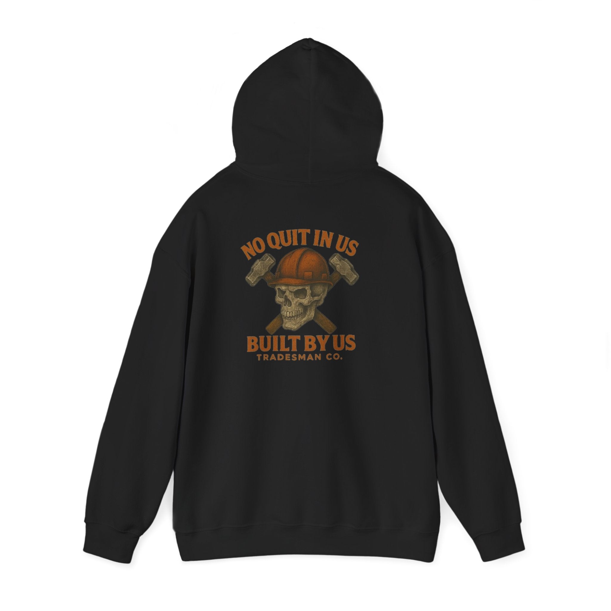 Tradesman Skull Hoodie — "Built By Us" Construction Worker Hooded Sweatshirt