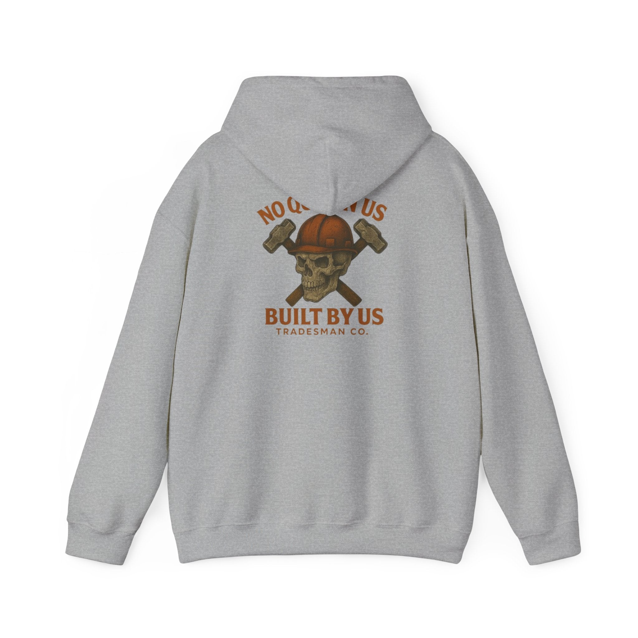 Tradesman Skull Hoodie — "Built By Us" Construction Worker Hooded Sweatshirt