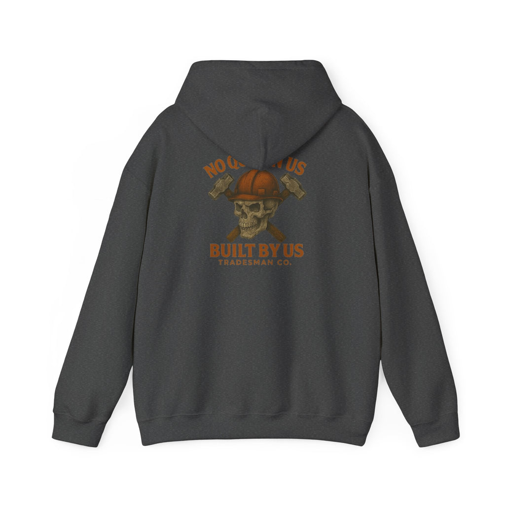 Tradesman Skull Hoodie — "Built By Us" Construction Worker Hooded Sweatshirt