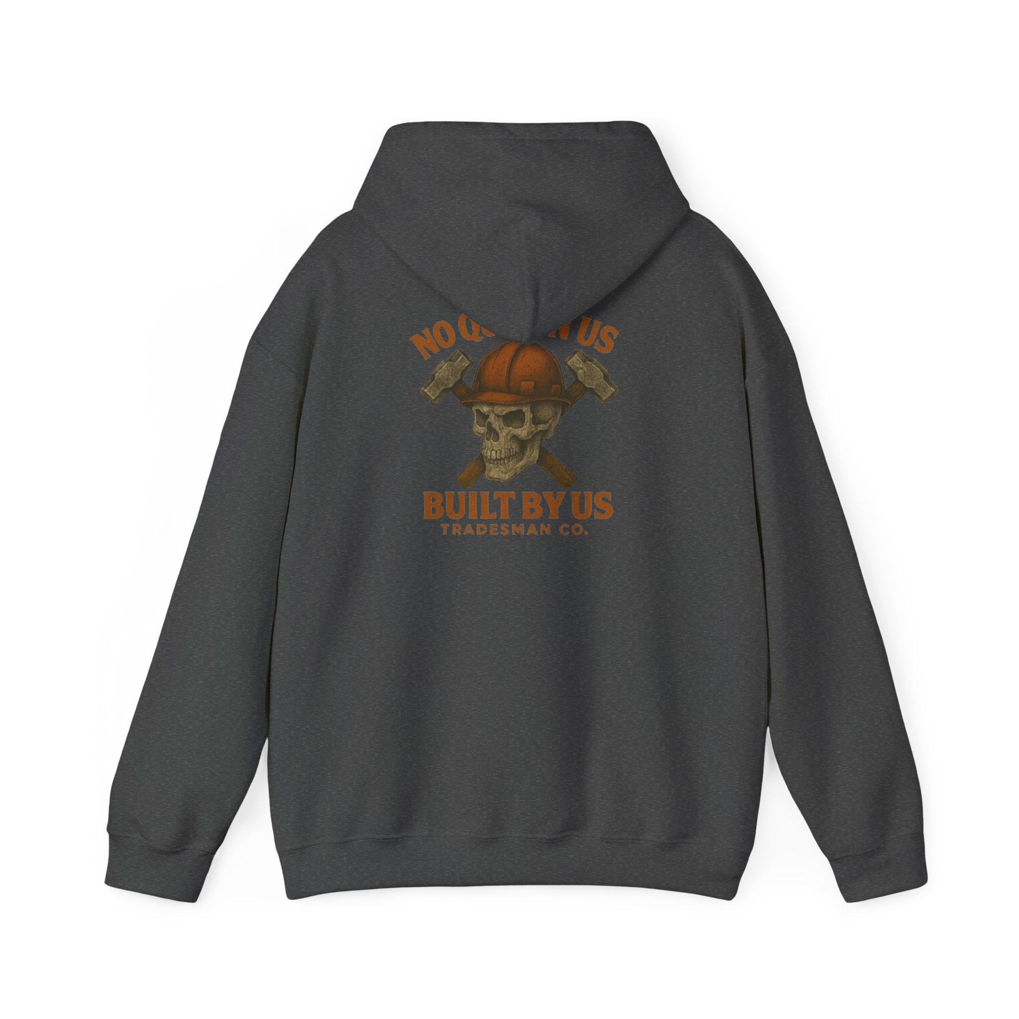 Tradesman Skull Hoodie — "Built By Us" Construction Worker Hooded Sweatshirt