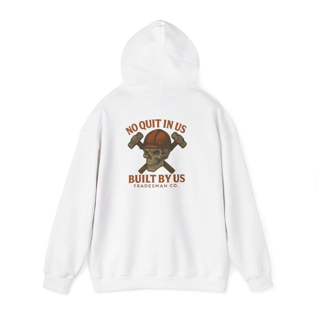 Tradesman Skull Hoodie — "Built By Us" Construction Worker Hooded Sweatshirt